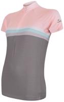 Sensor Cyklo Summer Stripe dámský dres kr.rukáv šedá/růžová S